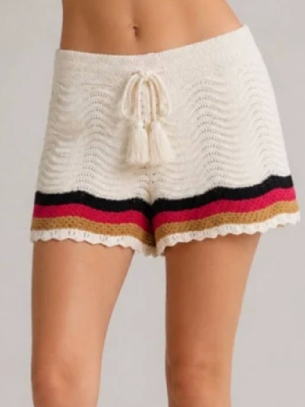 House of Harlow 1960 x REVOLVE Crochet Knit Shorts Women's Small Tassel Boho